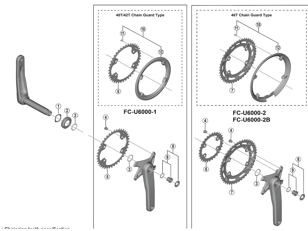 Shimano Cues bolt enhed og skive til kranksæt model FC-U6000