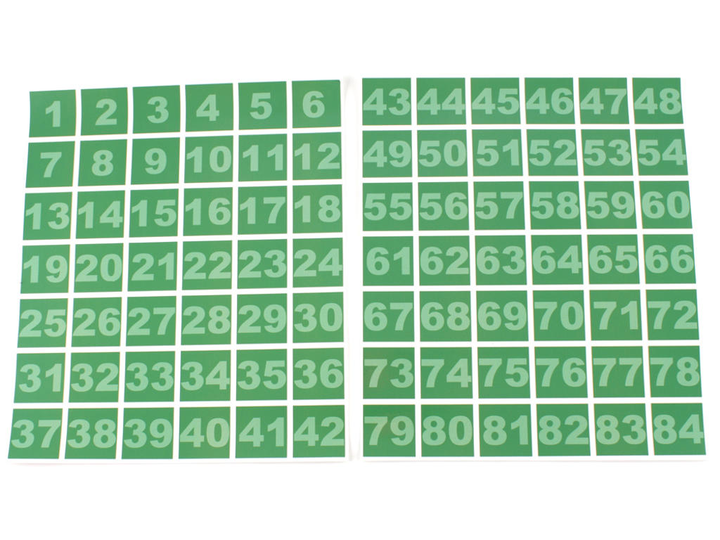 Klistermærkater numre 1 - 84 - Grøn