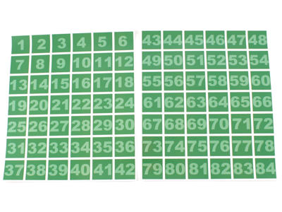 Klistermærkater numre 1 - 84 - Grøn