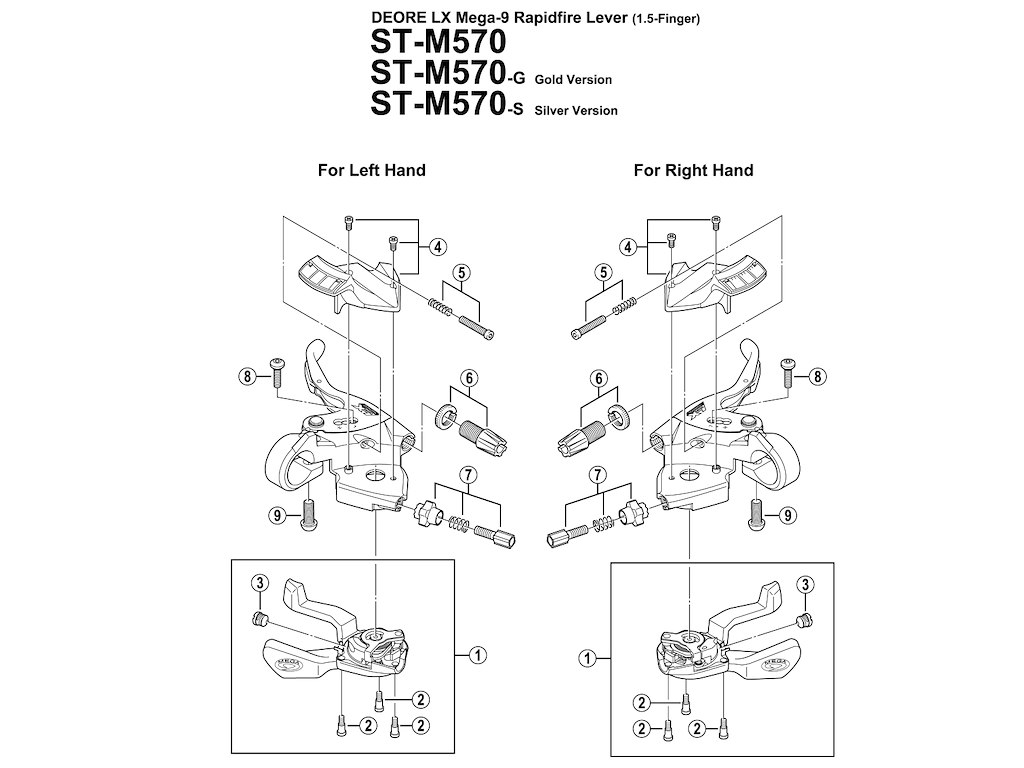 Shimano indikator unit højre 9 gear til ST-M570