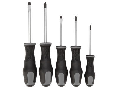 Atredo - Skruetrækkersæt - Stjerne og almindelig- 5 stk - Sorte håndtag