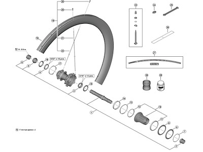 Shimano Dura Ace eger 253mm lang til baghjul model WH-R9270-C50-TL-R