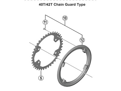 Shimano Cues 46 tands kædeskærm og monteringsskruer til kranksæt model FC-U6000