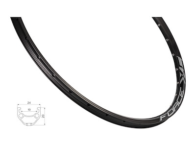 FORCE XC Basic fælg 26"(559x19) aluminium 36 eger huller - Skivebremse - Sort