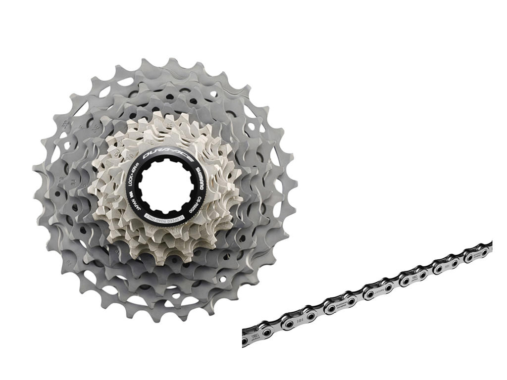 Shimano Dura Ace kassette og kæde - 12 gear kassette 11-30/34 tands -Inkl. M9100 kæde