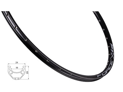 FORCE XC Basic fælg 29"(622x19) aluminium 32 eger huller - Skivebremse - Sort
