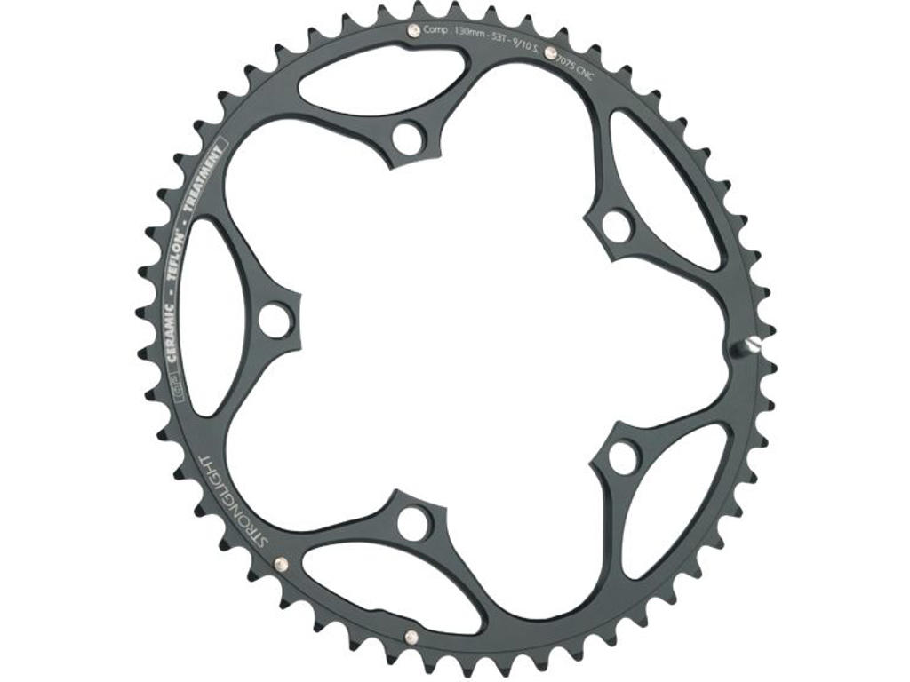 Stronglight klinge - 53 tands - ø130 - 5 huller - 10/11 speed - Zicral CT2 alu - Sort