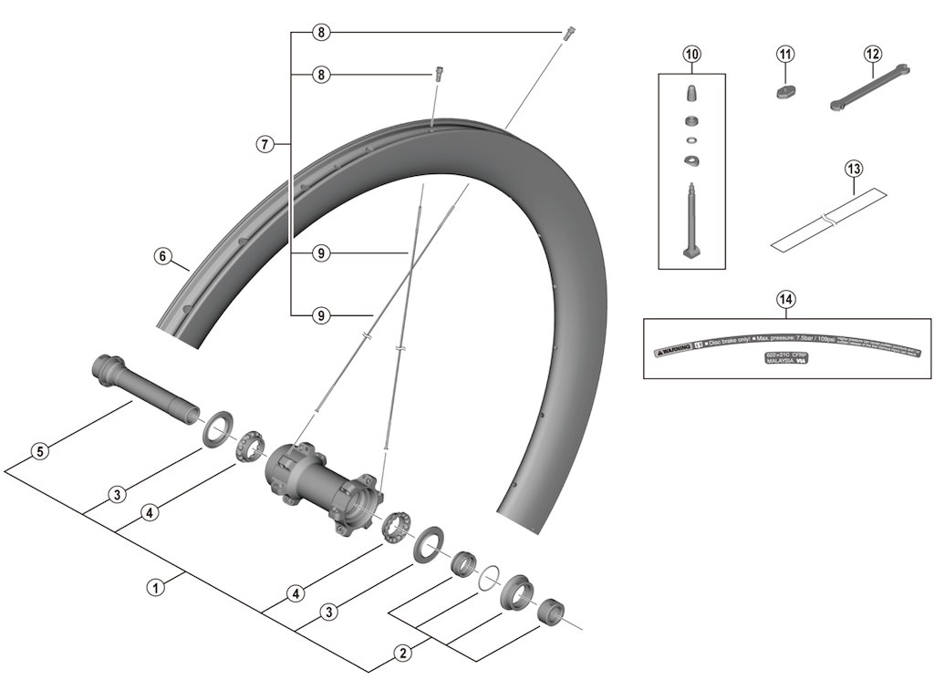 Shimano Ultegra eger 272mm lang til forhjul model WH-R8170-C50-TL-F