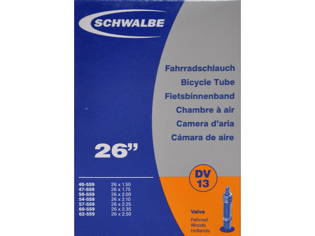 Schwalbe slange 26 x 1,50-2,50 med almindelig ventil DV13