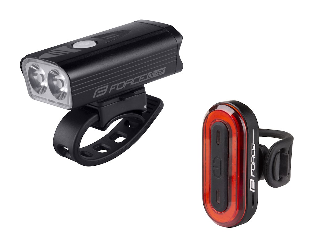 FORCE Diver Arc Lygtesæt - USB Opladelig - 900/40 Lumen FORCE Diver Arc Lygtesæt - USB Opladelig - 900/40 Lumen