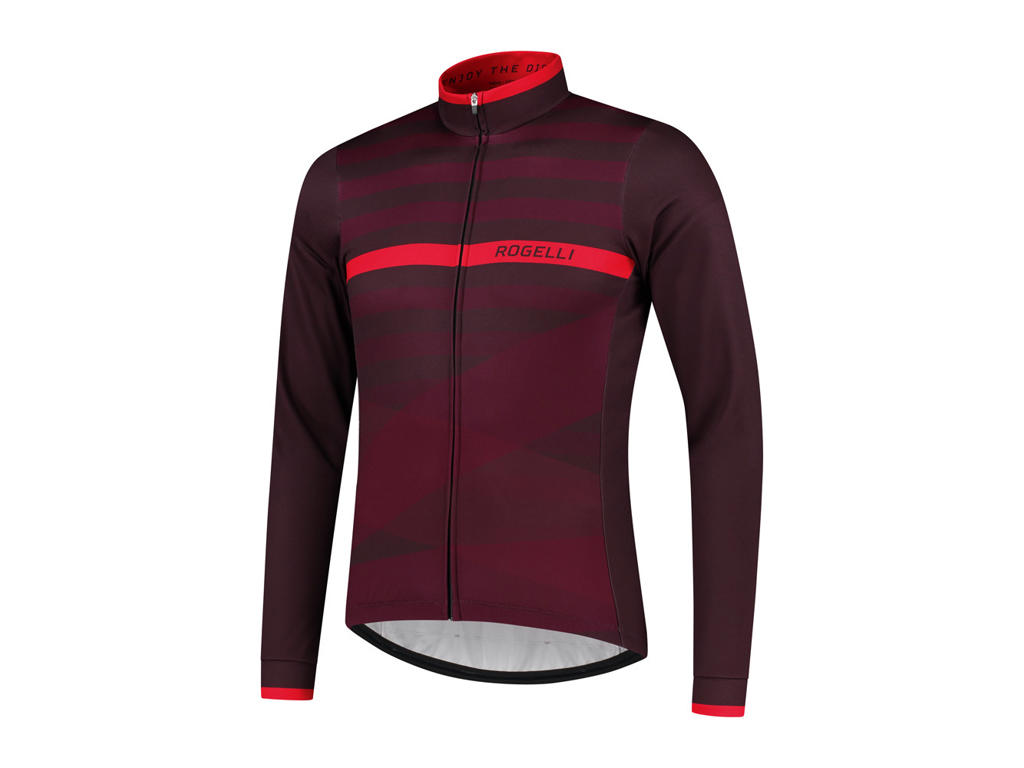Rogelli Stripe - Cykeltrøje - Lange ærmer - Bordeaux lilla rød - Str. 3XL