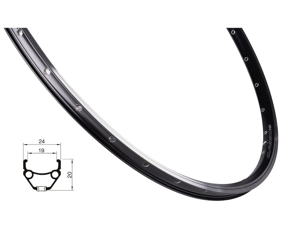 FORCE Classic fælg 28" (622x19) aluminium  36 eger huller - Fælgbremse - Sort