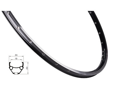 FORCE Classic fælg 28" (622x19) aluminium  36 eger huller - Fælgbremse - Sort