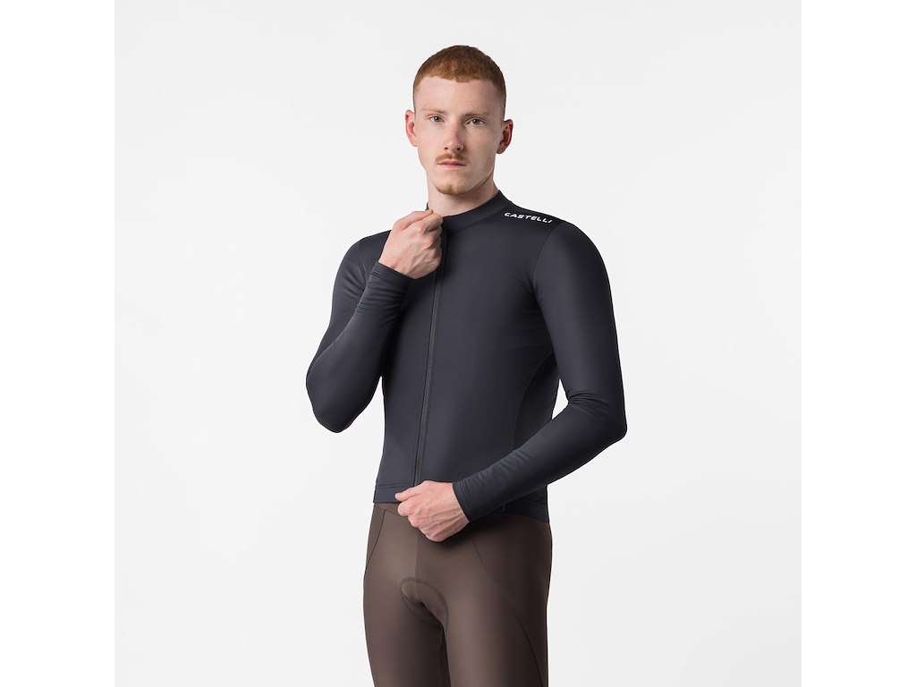 Castelli Espresso Thermal 2 Jersey - Cykeltrøje - Lange ærmer - Herre - Sort/Hvid - Str. S