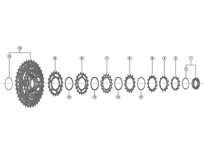 Shimano Linkglide Lock ring og skive til kassette model CS-HG710-12 gear