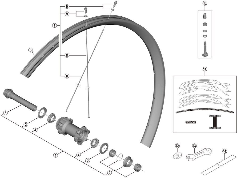 Shimano aksel unit til forhjul model WH-RX570-TL-F12