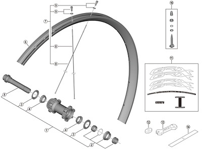 Shimano aksel unit til forhjul model WH-RX570-TL-F12