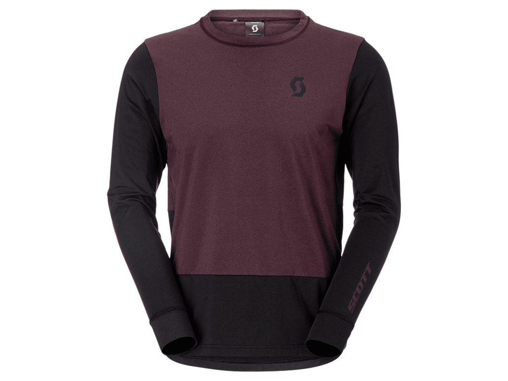 SCOTT Vertic Pro Mid LS Tee - Cykeltrøje - Lange ærmer - Herre - Cocoa Red/Sort - Str. 2XL
