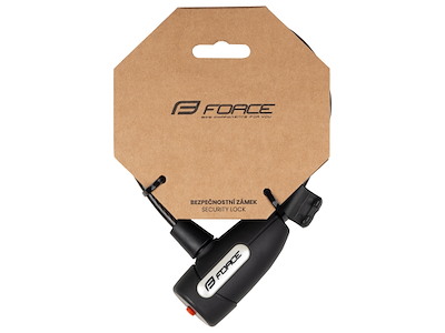 FORCE Lux spirallås med holder 180cm/8mm - Sort