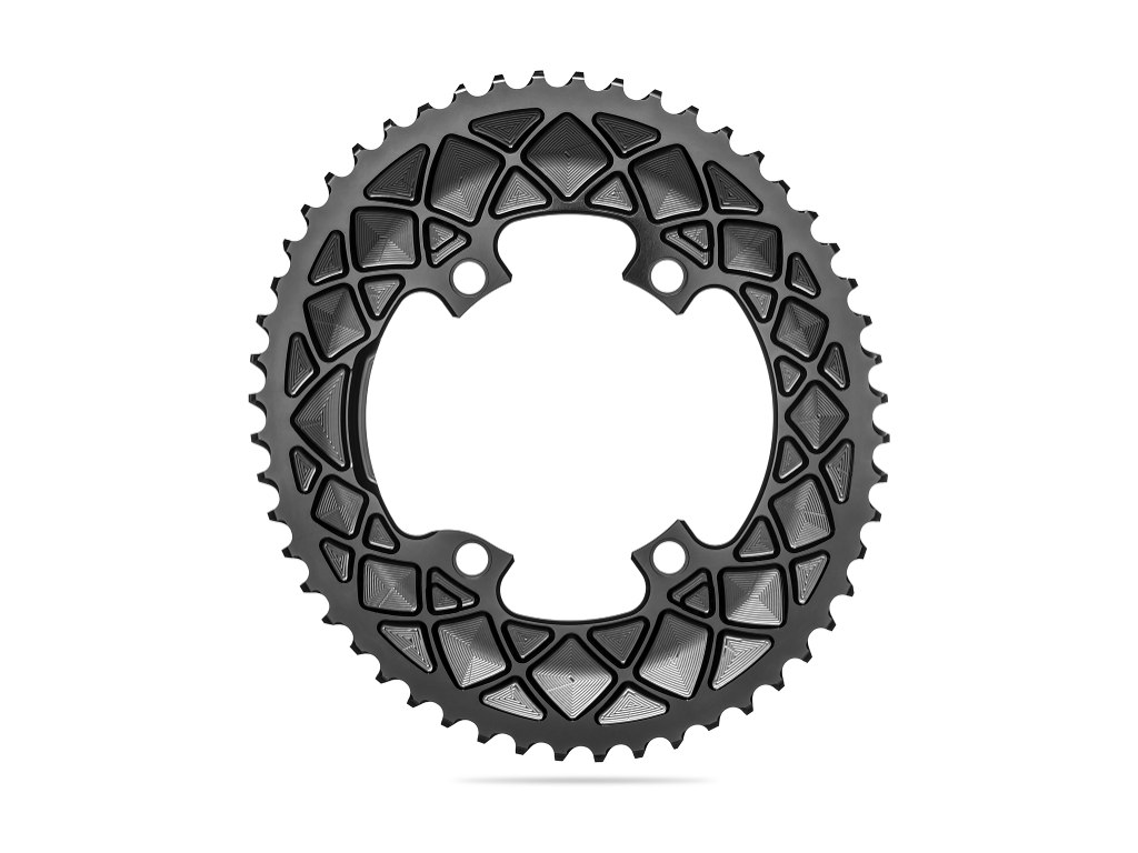 AbsoluteBlack Oval klinge 50 tands 4 huls asymmetric BCD 110mm - Shimano R9100/8000 - Sort