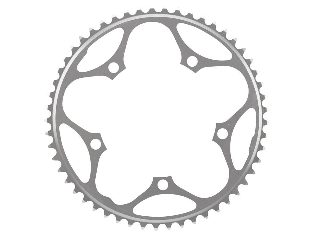 Stronglight klinge - 53 tands - ø130 - 5 huller - 9/10 speed - Dural alu - Sølv