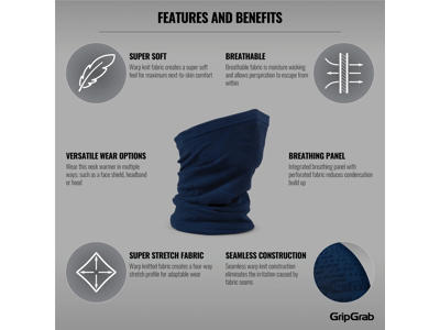 GripGrab Freedom Seamless Warp Knitted Neckwarmer - Halsedisse - Navy blue - Onesize