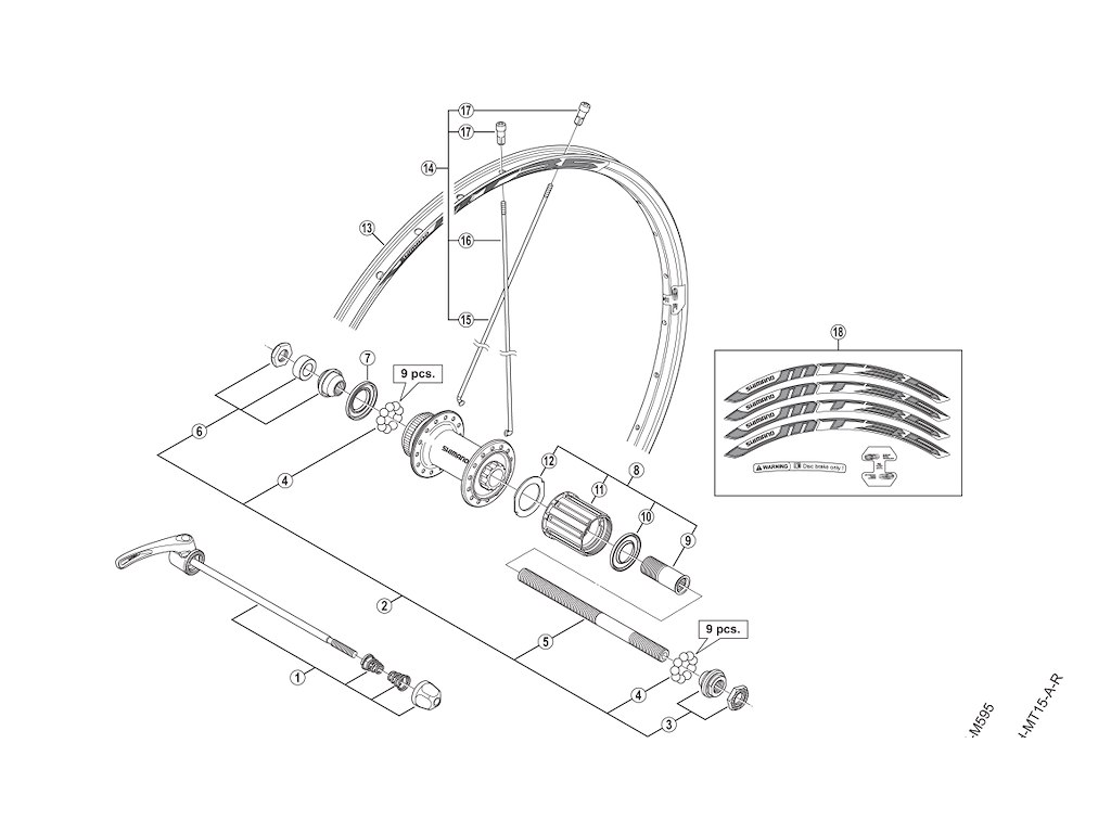 Shimano eger 272mm lang højre til baghjul model WH-MT35-R-27,5"