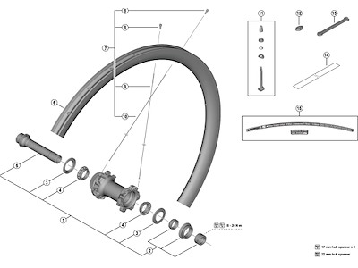 Shimano Dura Ace eger 282mm lang til forhjul WH-R9270-C36-TL-F