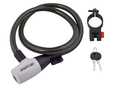 FORCE Ron spirallås med holder 80cm/12mm - Sort