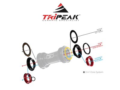 Tripeak krankboks BSA 1.37" keramiske lejer 3-i-1