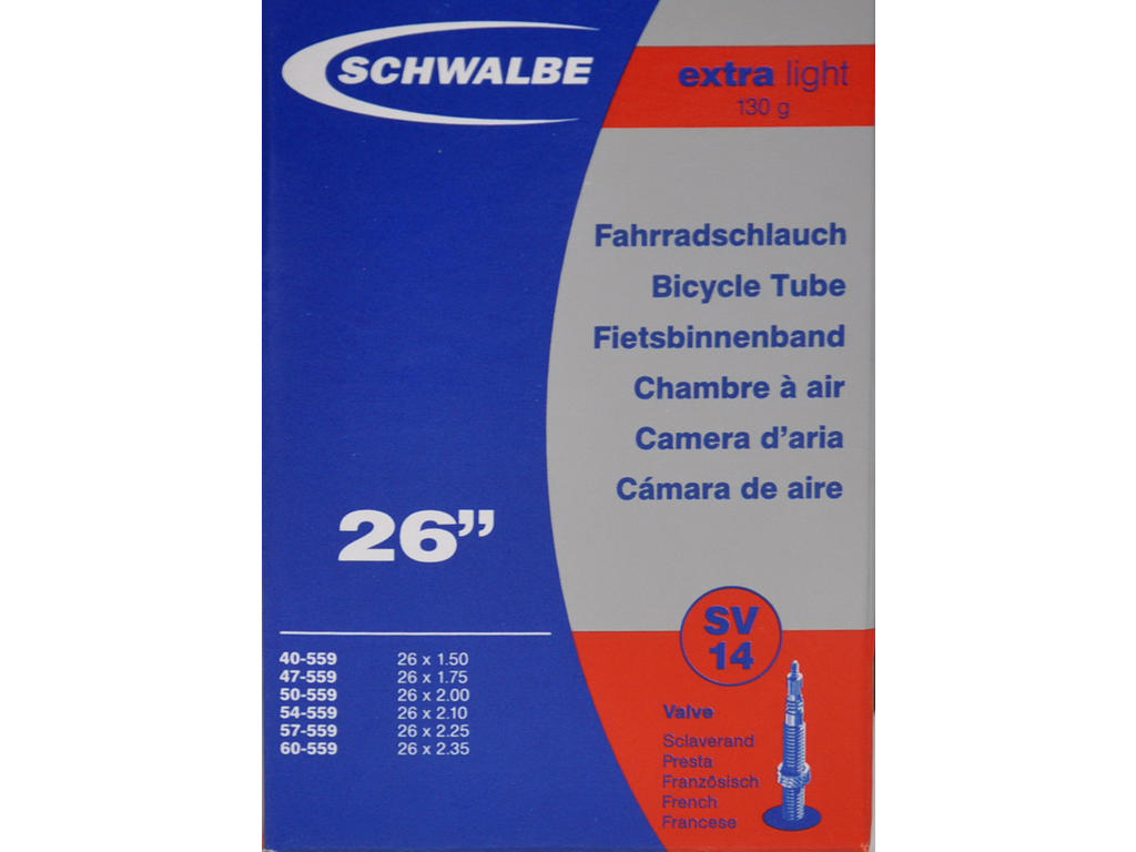 Schwalbe slange 26 x 1,50-2,35 X-Light med Racer ventil SV14