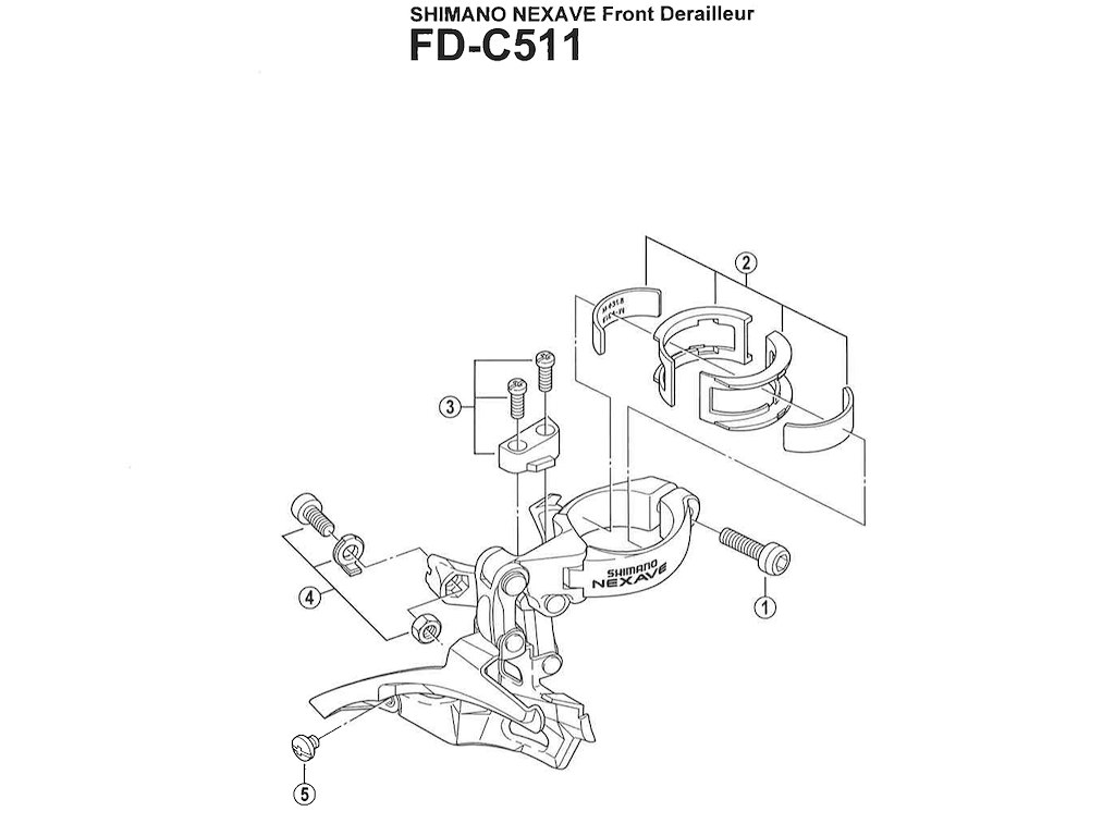 Shimano Nexave justeringsskrue og plade til FD-C511