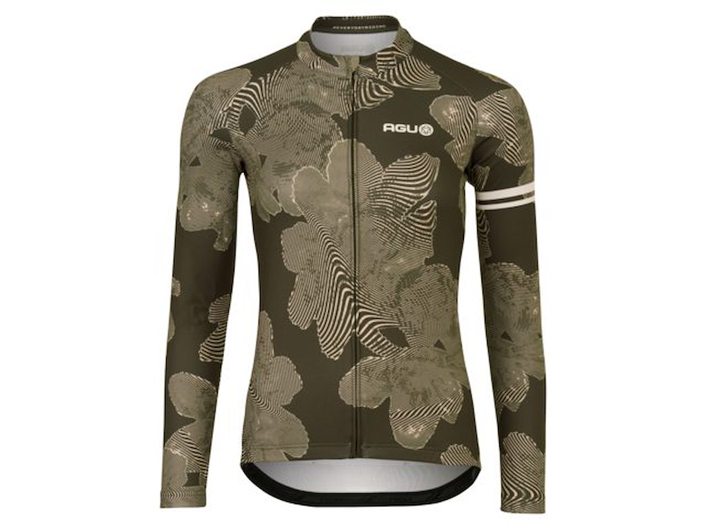 AGU Essential Striped Flower Jersey - Cykeltrøje - Lange ærmer - Dame - Forest Green - L