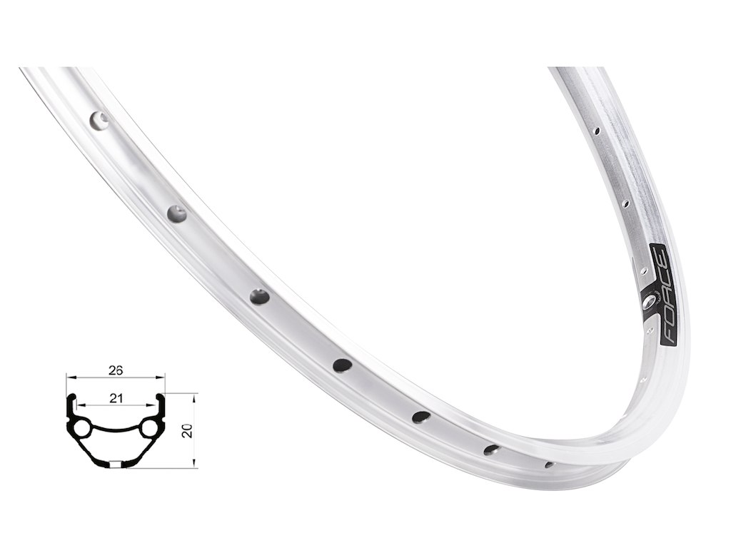 FORCE Prime fælg 26" (559x21) aluminium  32 eger huller - Fælgbremse - Sølv