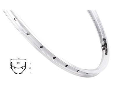 FORCE Prime fælg 26" (559x21) aluminium  32 eger huller - Fælgbremse - Sølv