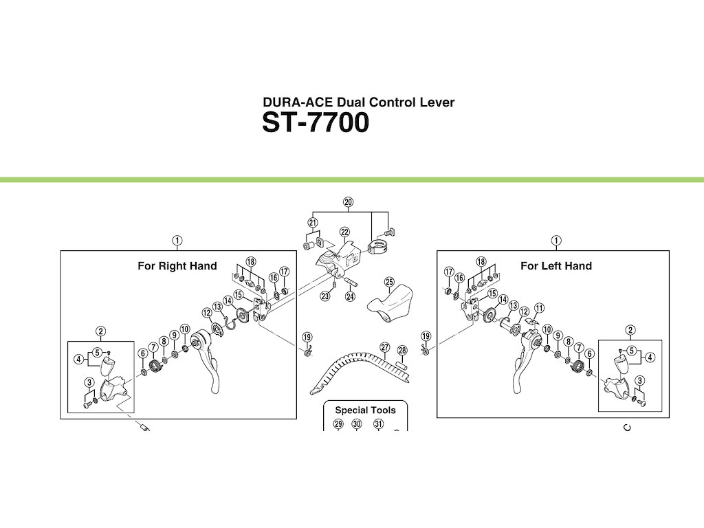Shimano Dura Ace grebsgummi til ST-7700 med 2 knap på højre side og 1 knap på venstre side