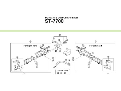 Shimano Dura Ace grebsgummi til ST-7700 med 2 knap på højre side og 1 knap på venstre side
