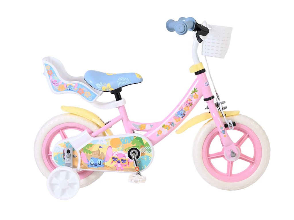 Volare Disney Stitch Børnecykel - 12" med støttehjul - Lyserød