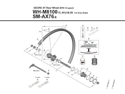Shimano eger 301,5mm lang med skive til baghjul model WH-M8100-TL-R12-B-29