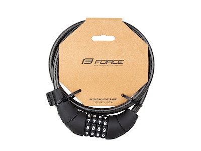 FORCE Lux spirallås med kode og holder 85cm/10mm - Sort