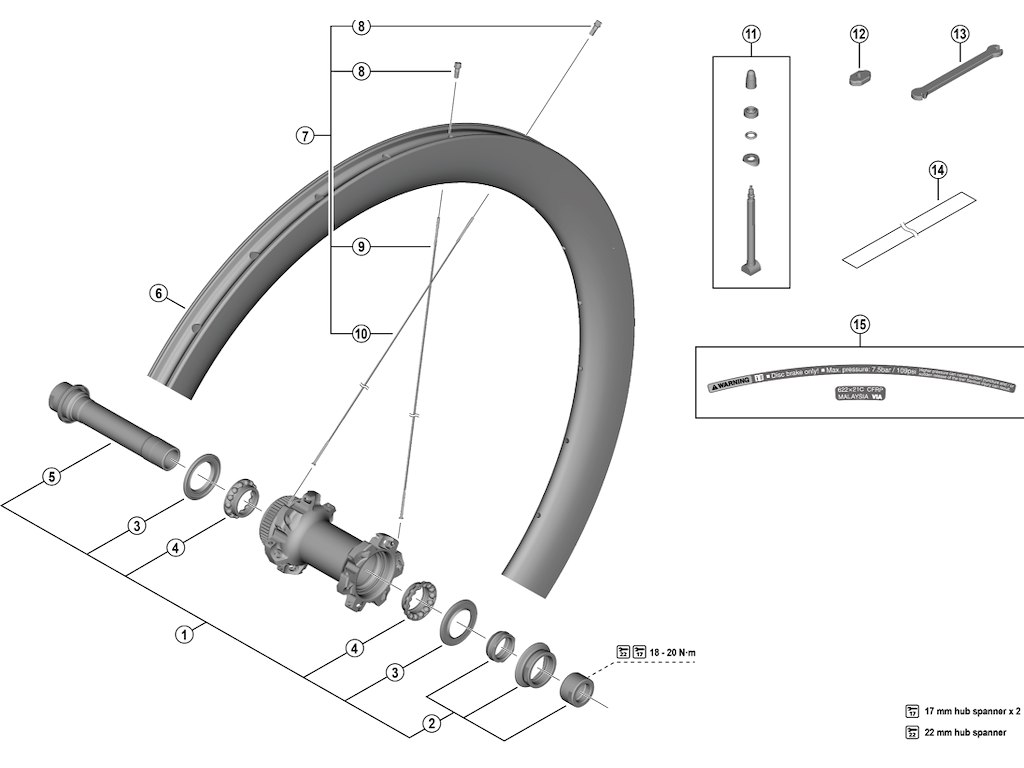 Shimano Dura Ace eger 267mm lang til forhjul model WH-R9270-C50-TL-F