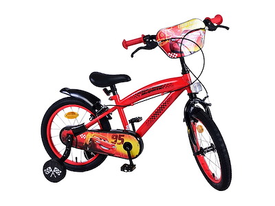 Volare Disney Biler Juniorcykel - 16" med støttehjul - Rød