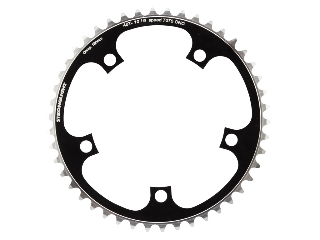 Stronglight inderklinge - 46 tands - ø130 - 5 huller -  9/10 speed - Zicral alu - Sort