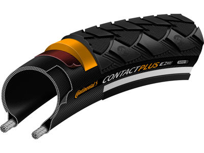 Continental Contact Plus - Cykeldæk - SaftyPlus Breaker - 700x28-45c - Sort refleks