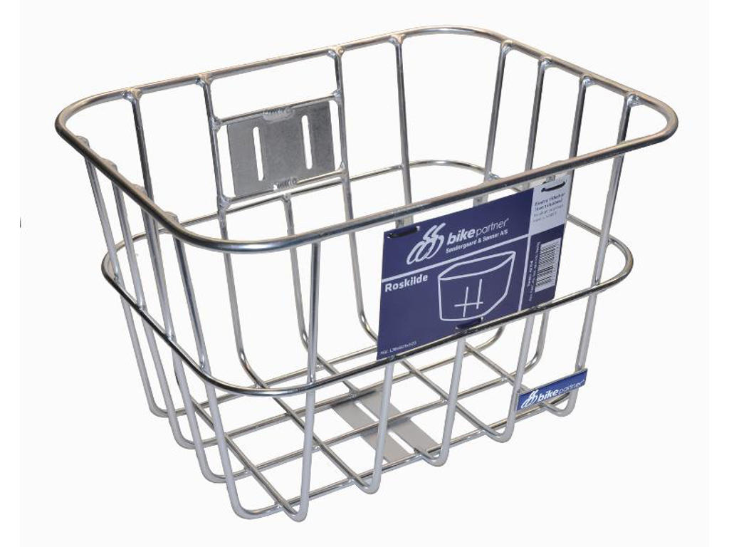 Bike Partner - Roskilde - Cykelkurv til front - Sølv alu - med beslag