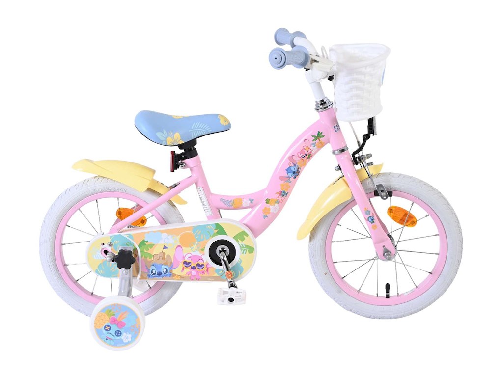 Volare Disney Stitch Børnecykel - 14" med støttehjul - Lyserød