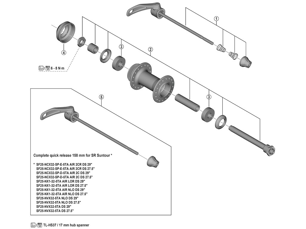 Shimano aksel komplet 108mm lang til fornav model HB-QC400