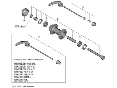 Shimano aksel komplet 108mm lang til fornav model HB-QC400