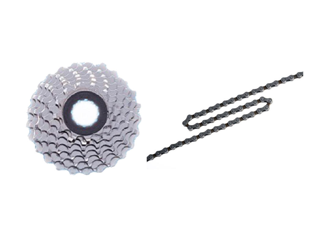 Shimano Claris/Sora kassette og kæde - 8 gear kassette 12-25 tands samt HG40 kæde (Bundle)