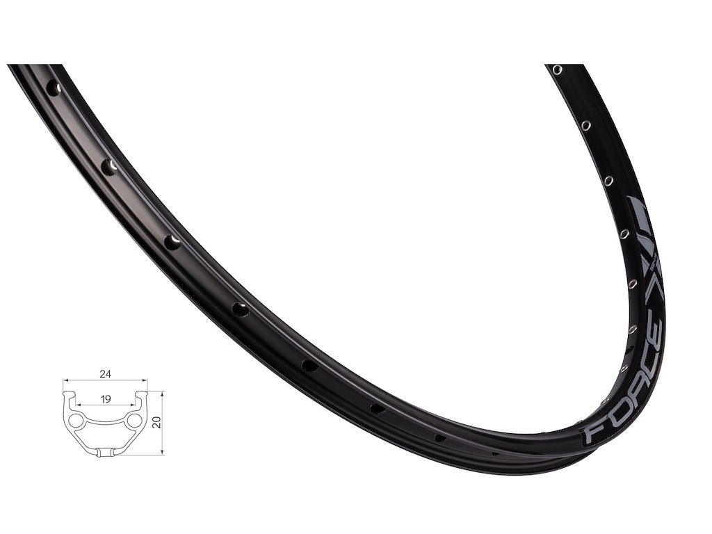 FORCE XC Basic fælg 27,5"(584x19) aluminium 32 eger huller - Skivebremse - Sort